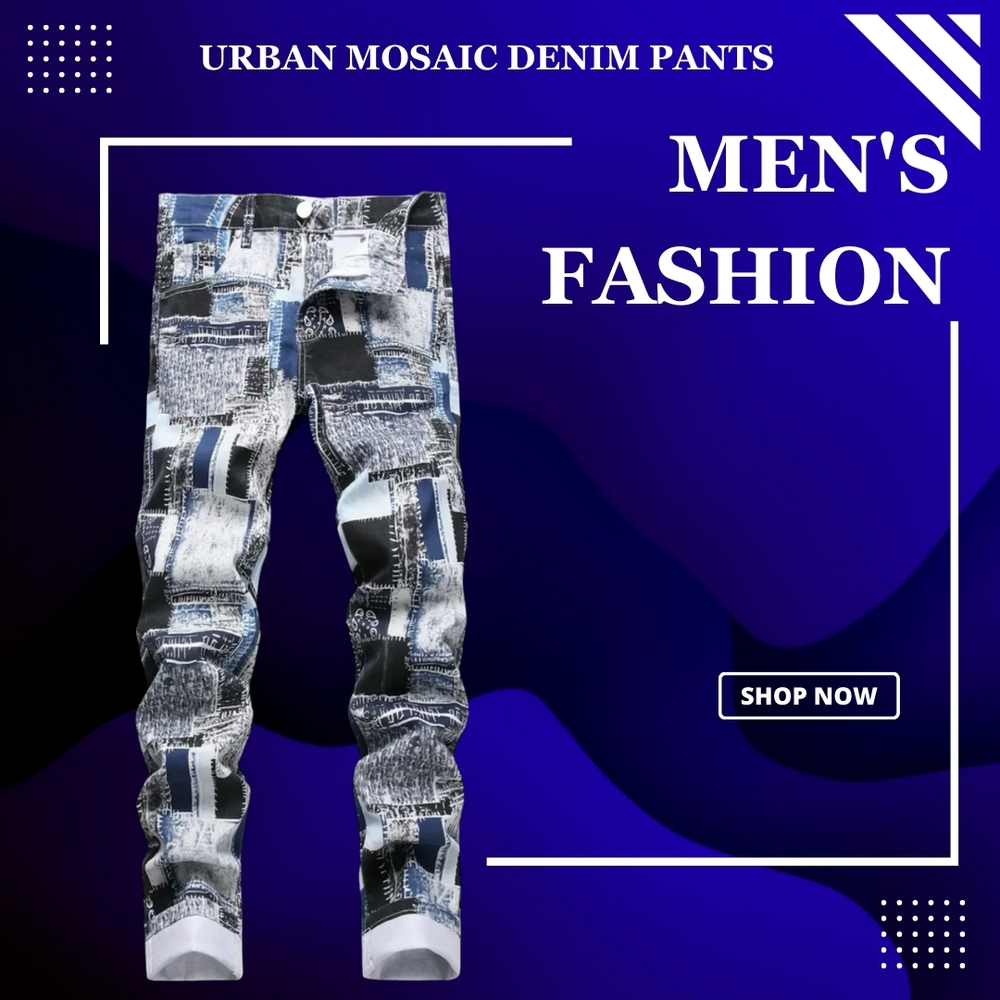 Urban Mosaic Denim Pants